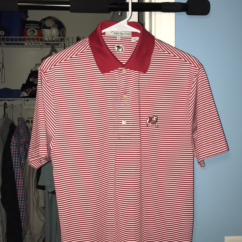 UGA Dogwood Striped Polo Peach State Pride